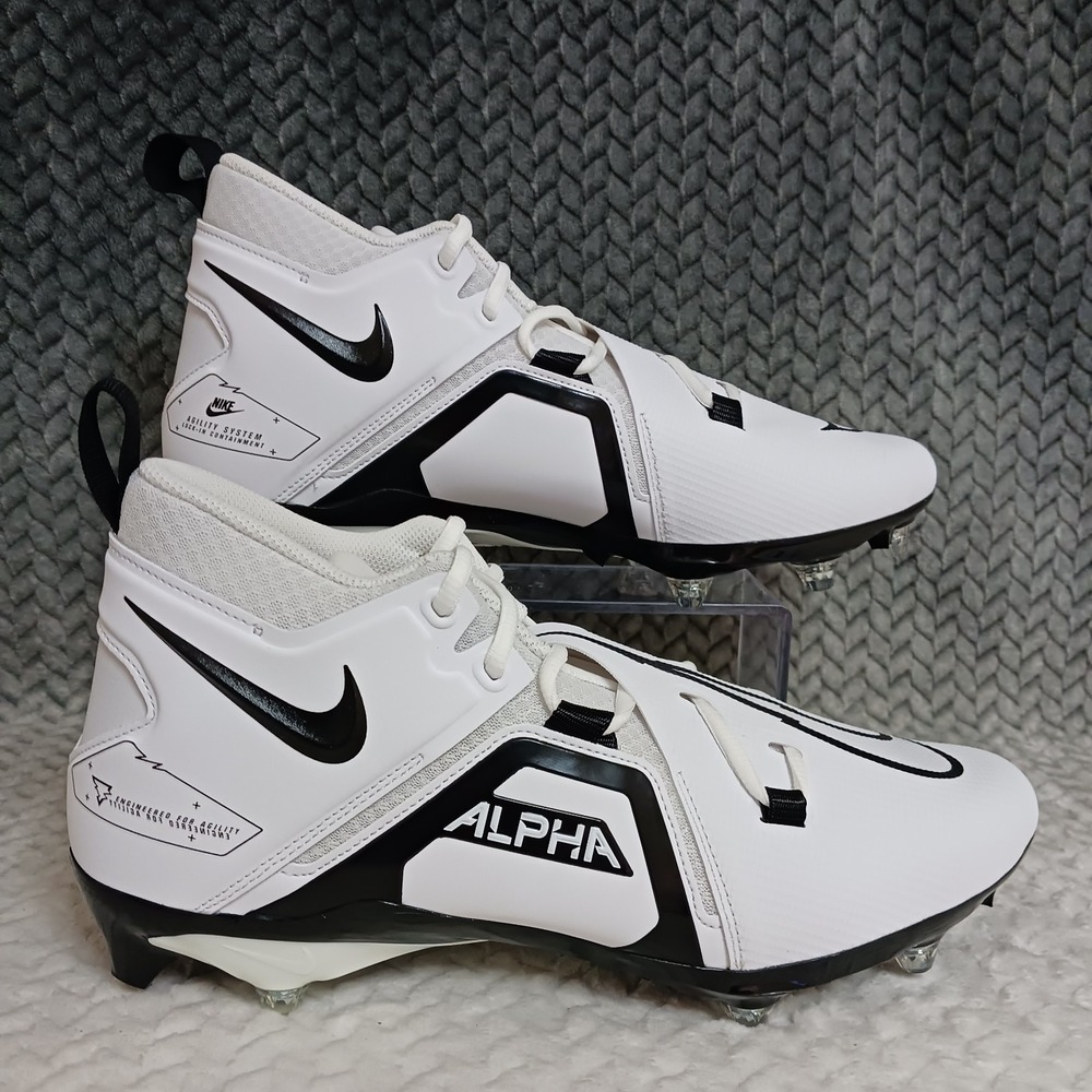 Nike Alpha Menace Pro 3 White Black Men's Detachable Football Cleats Size 12